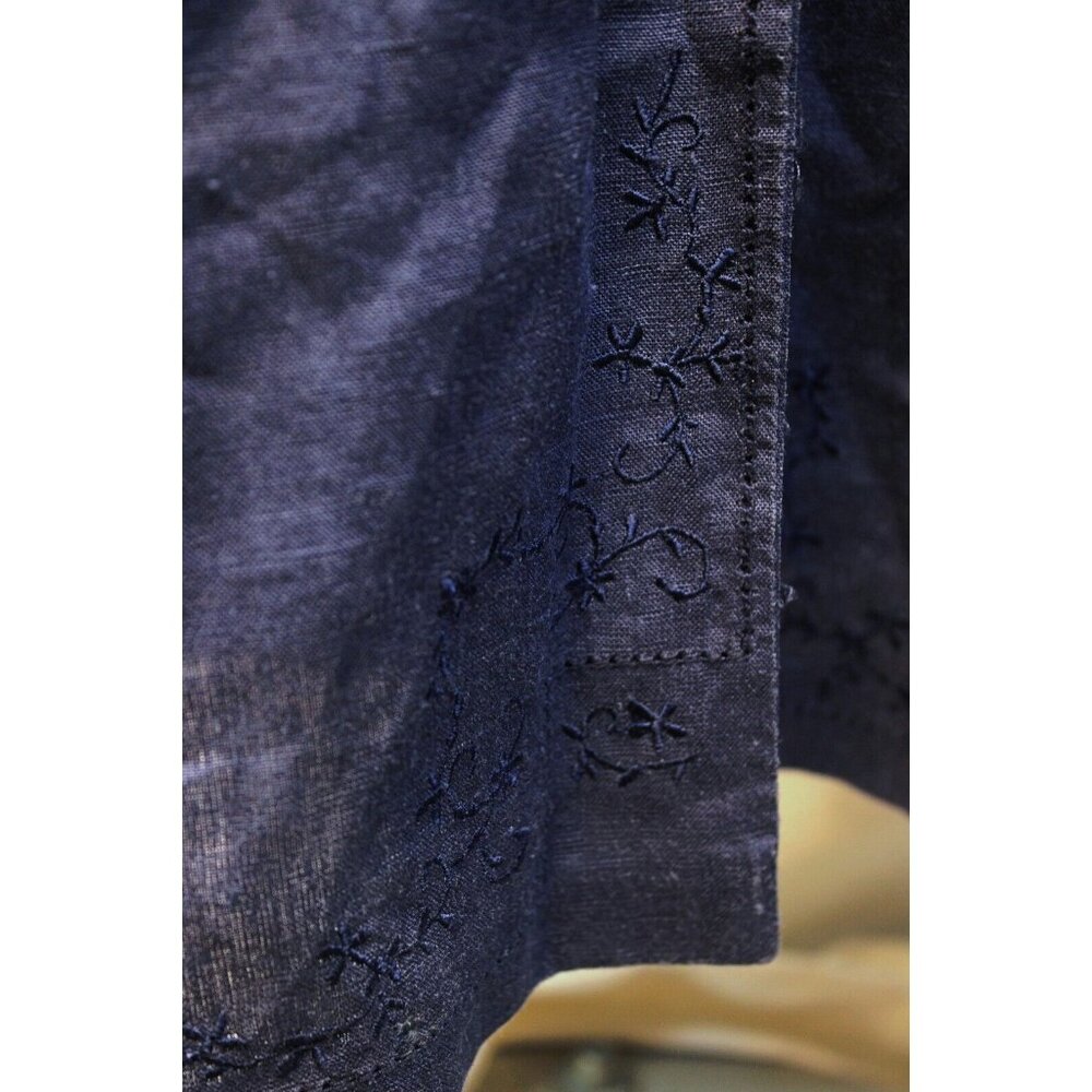 Vtg 1980s Lanz Navy Blue Sailor Style Dress sz 14 Traditional Embroidered Linen - Picture 5 of 10